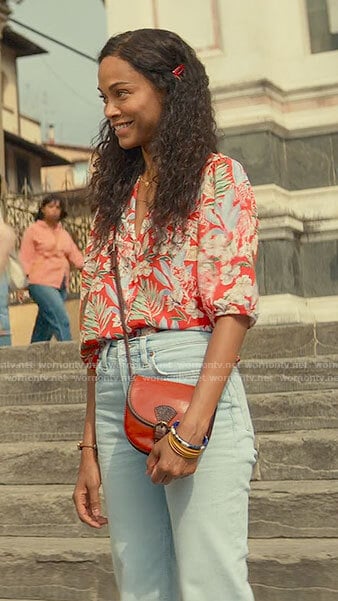 Amy's red floral shirt on From Scratch