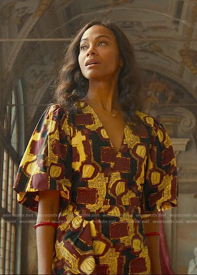 Amy's yellow graphic print dress on From Scratch