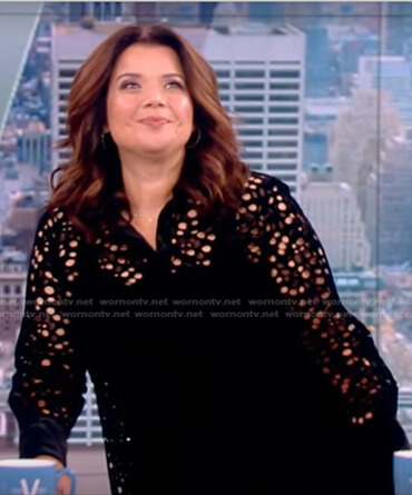 Ana's black cutout velvet blouse on The View