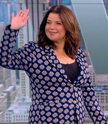 Ana's blue geometric print blazer and pants on The View