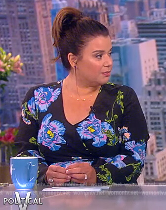 Ana's black floral print jumpsuit on The View