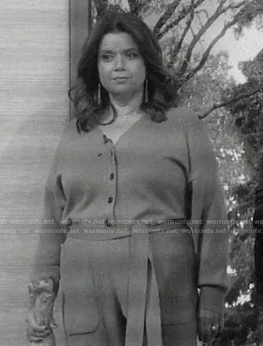 Ana's gray sweater jumpsuit on The View