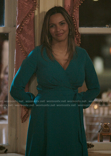 Billie's teal green wrap dress on The Resident