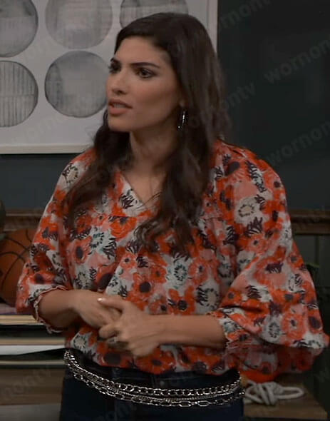 Brook Lynn's poppy print blouse on General Hospital