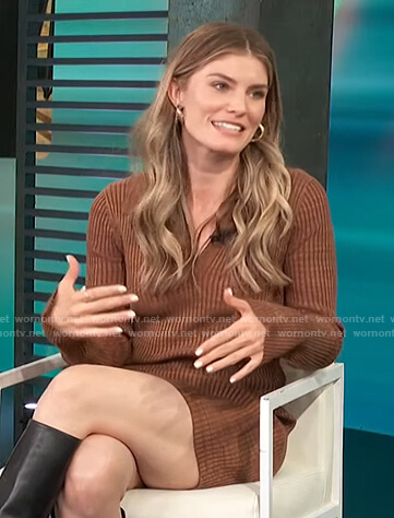 Caitlin's brown ribbed dress on Access Hollywood