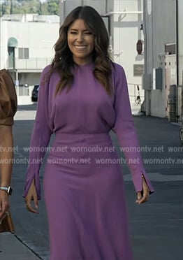 Camille Vasquez's purple midi a-line dress on The Talk