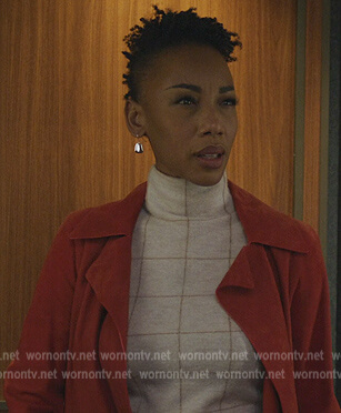 Carmen's windowpane turtleneck sweater on The Good Fight