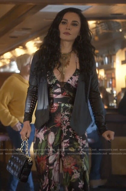Catt's floral deep v-neck jumpsuit on Monarch