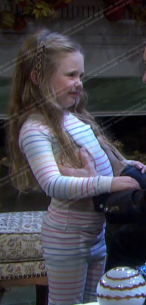 Charlotte’s rainbow stripe pajamas on Days of our Lives