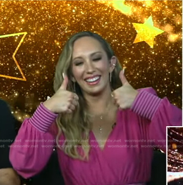 Cheryl Burke's pink ribbed cuff dress on Good Morning America