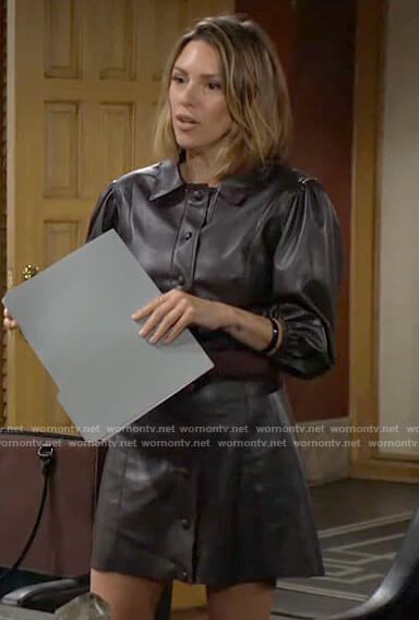 Chloe's leather shirtdress on The Young and the Restless