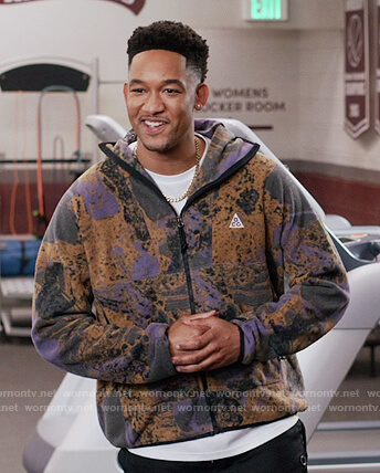 Damon's abstract print hoodie on All American Homecoming