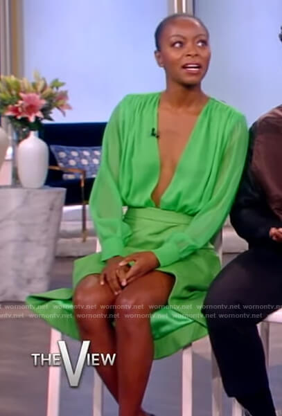 Danielle Deadwyler's green wrap top on The View
