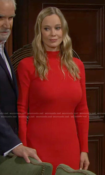 Donna's red long sleeve dress on The Bold and the Beautiful
