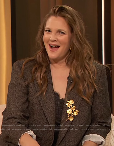 Drew's gray double breasted blazer on The Drew Barrymore Show