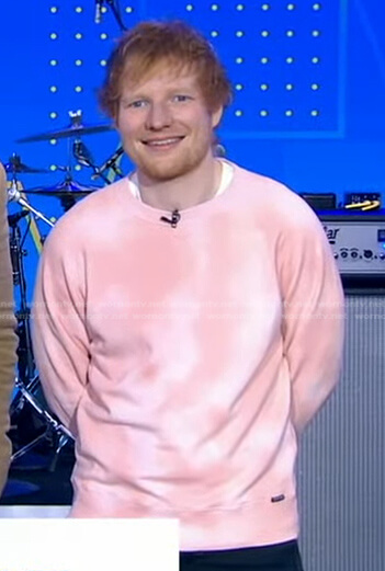 Ed Sheeran's pink tie dye sweatshirt on Good Morning America