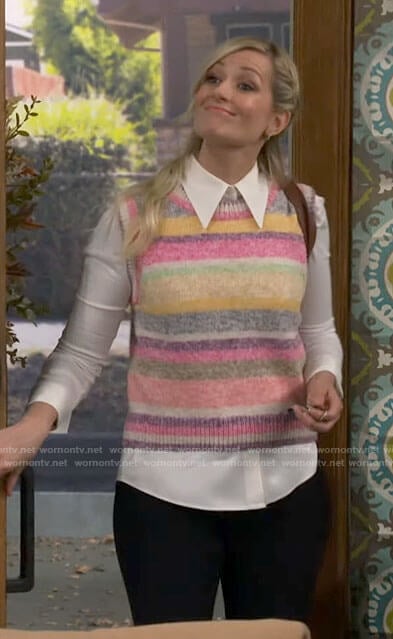 Gemma's striped sweater vest on The Neighborhood