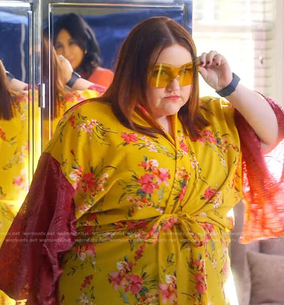 Gigi's yellow floral kimono on Monarch