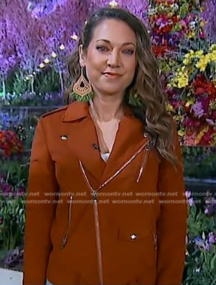 Ginger's brown suede moto jacket on Good Morning America