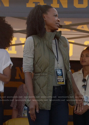Grace's green quilted vest on All American