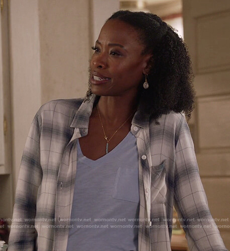 Graces' white and gray plaid shirt on All American