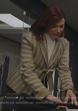 Elsbeth's striped tie front blazer on The Good Fight