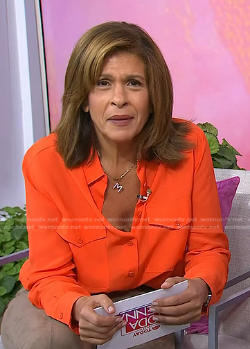 Hoda's orange button down shirt on Today