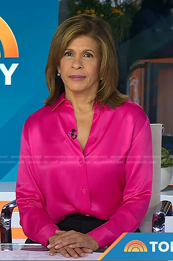 Hoda's pink satin shirt on Today