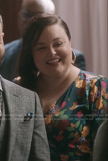 Jessica’s green floral wrap dress on The Resident