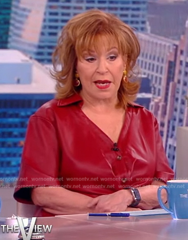 Joy's leather leather collared shirt on The View