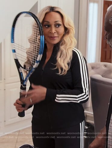 Karen's black Adidas jacket on The Real Housewives of Potomac