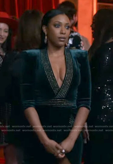 Kayla's green velvet dress on Monarch