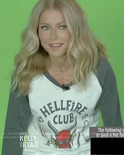 Kelly's Hellfire Club raglan tee on Live with Kelly and Ryan