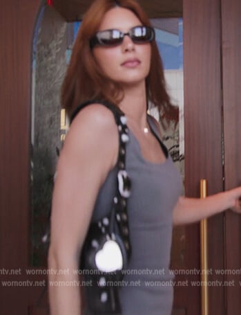 Kendal's black leather studded bag on The Kardashians
