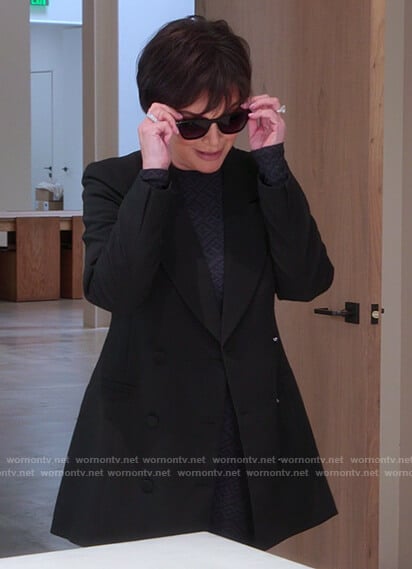 Kris's Fendi gray catsuit on The Kardashians