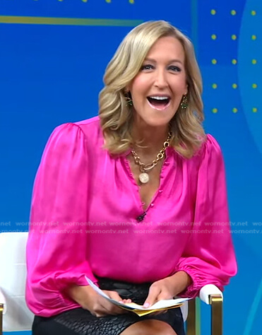 Lara's pink satin blouse on Good Morning America