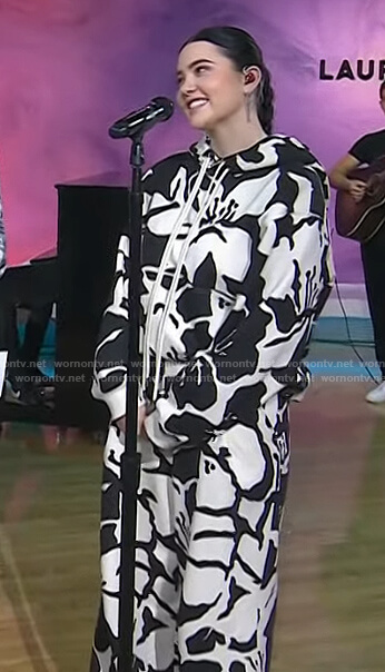 Lauren's black and white floral hoodie and pants on Today