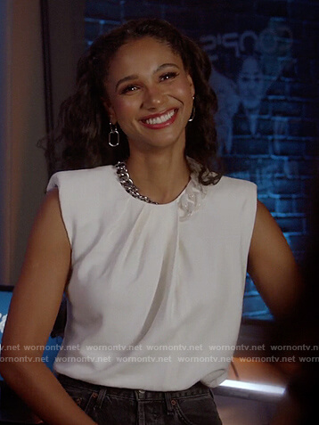 Layla's white chain embellished top on All American