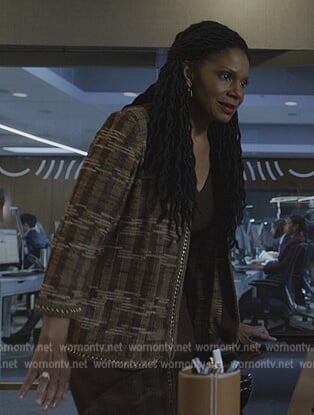 Liz's brown textured blazer on The Good Fight