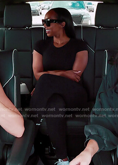Malika's black logo leggings on The Kardashians