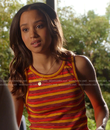 May's red and yellow striped tank on 9-1-1