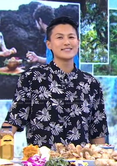 Melissa's black printed shirt on Good Morning America