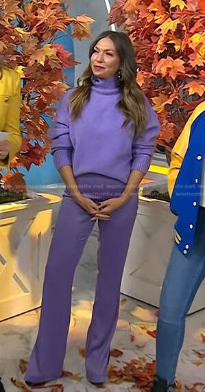 Melissa Garcia's purple turtleneck sweater and satin pants on Today
