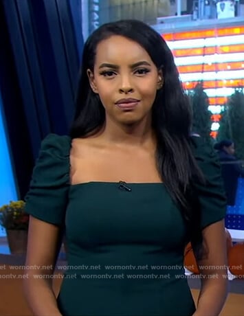 Mona's green puff sleeve dress on Good Morning America