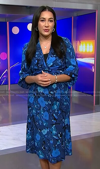 Morgan's blue floral midi dress on NBC News Daily