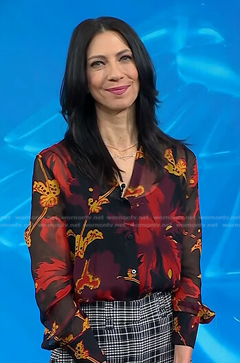 Dr. Natalie Azar's black floral sheer blouse on Today