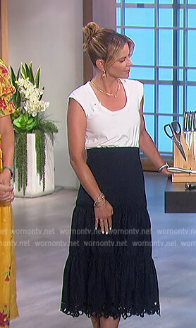 Natalie's colorblock scalloped hem dress on The Talk