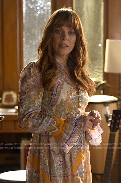 Nicky's paisley ruffled cuff dress on Monarch