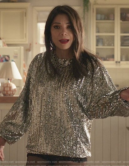 Nikki's silver sequin oversized top on She-Hulk Attorney at Law