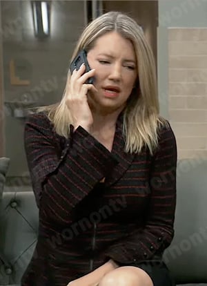 Nina's black and red stripe jacket on General Hospital